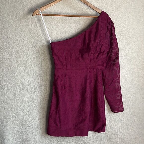 Lulus Dress Womens Small Magenta Burnout Floral Print One‎ Shoulder - Picture 7 of 9